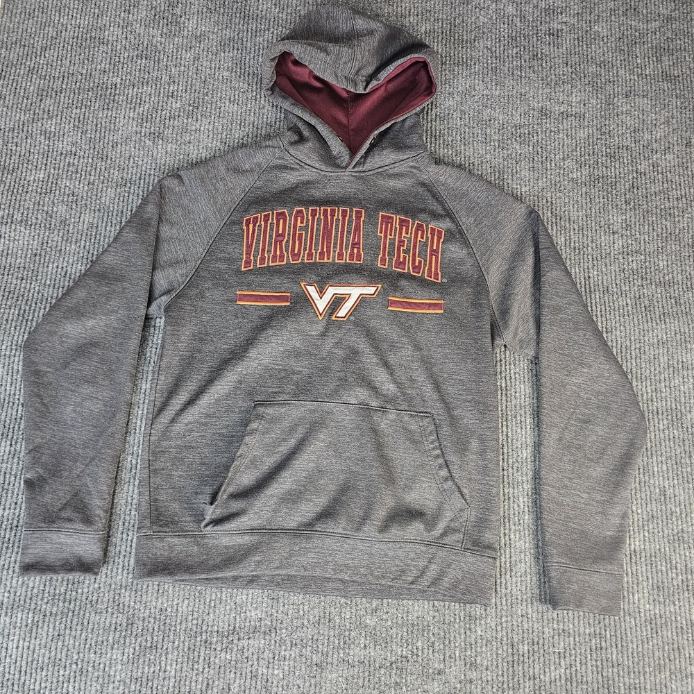 Virginia Tech Hokies Sweatshirt Mens Small Gray NCAA Football Hoodie Colosseum